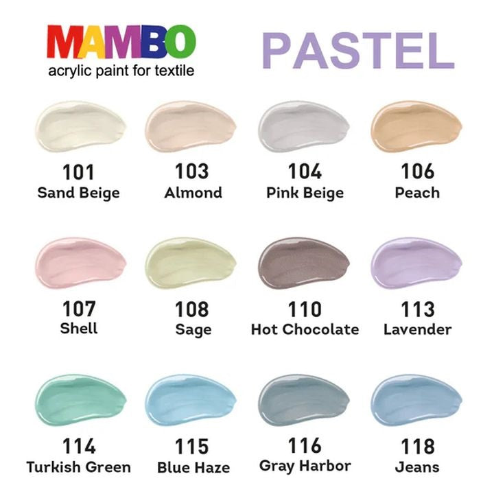 Kompozit Mambo pastel textielverfset voor stof en leer 12 × 20 ml – afbeelding 2