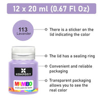 Kompozit Mambo pastel textielverfset voor stof en leer 12 × 20 ml – afbeelding 3