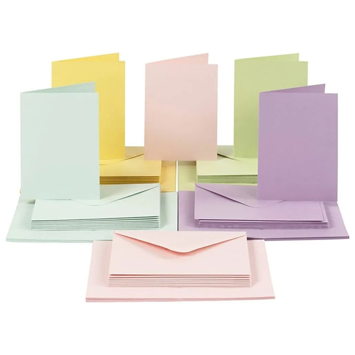 Creativ Company dubbele kaarten en enveloppen in pastelkleuren, 10,5 × 15 cm