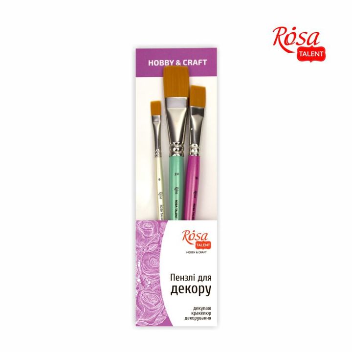 ROSA TALENT Hobby & Craft set platte penselen, nr. 6, 16, 24