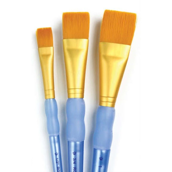 Royal & Langnickel platte penselen Golden Taklon, 3 stuks