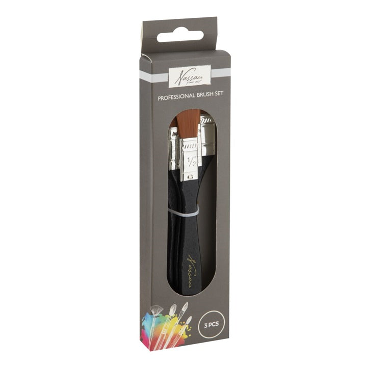 Nassau penselenset voor grote vlakken, ½, 1 en 2 inch