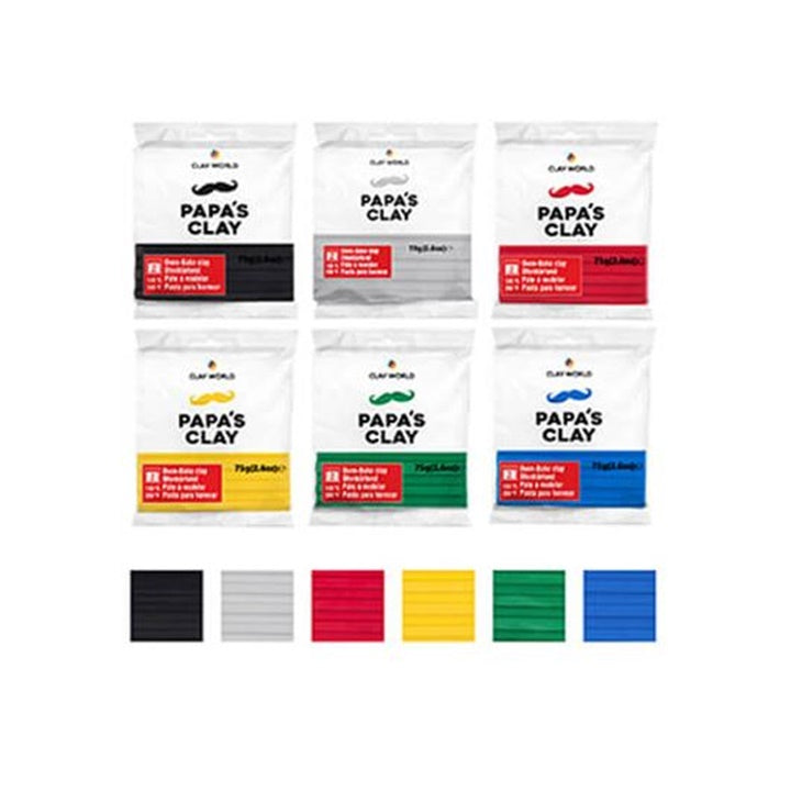 Papa's Clay polymeerklei basiskleuren set 6 × 60 g