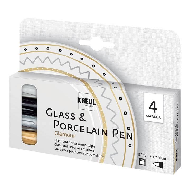 Kreul Glamour glas- en porseleinstiften, set van 4
