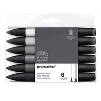 Winsor & Newton Promarker alcoholmarkers, 6 neutrale tinten