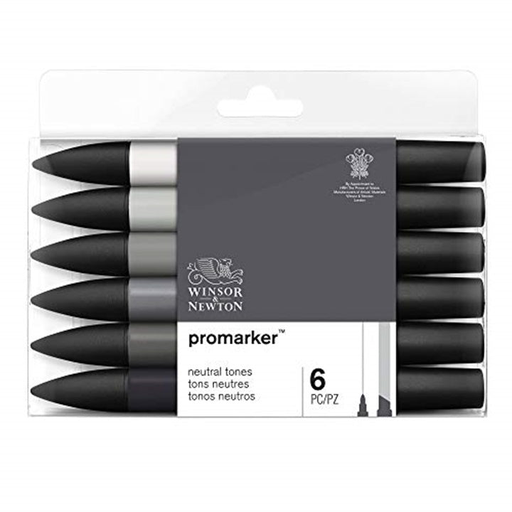 Winsor & Newton Promarker alcoholmarkers, 6 neutrale tinten