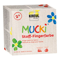 Kreul Mucki vingerverf voor textiel set 4 × 150 ml