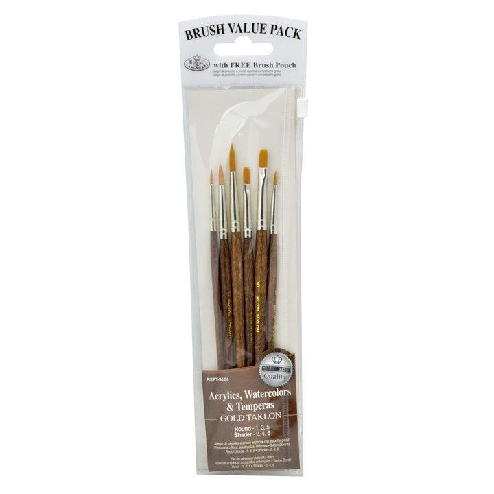 Royal & Langnickel Gold Taklon penselenset, 6 stuks
