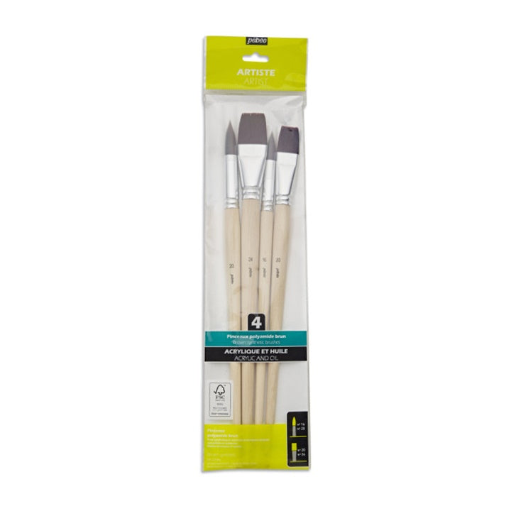Pébéo langsteelpenselen voor acryl- en olieverf, set van 4