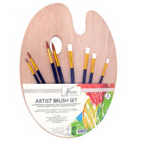 Nassau Fine Art penselenset met houten palet, 9-delig