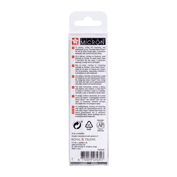 Sakura Pigma Micron 05 finelinerset, 3 stuks, 0,45 mm – afbeelding 3