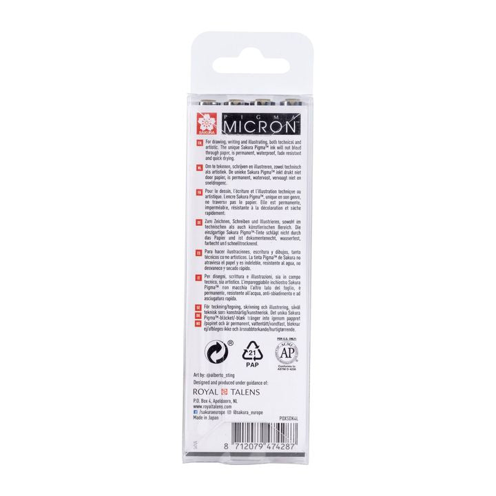 Sakura Pigma Micron set 3 fineliners en brushpen, koel lichtgrijs – afbeelding 3