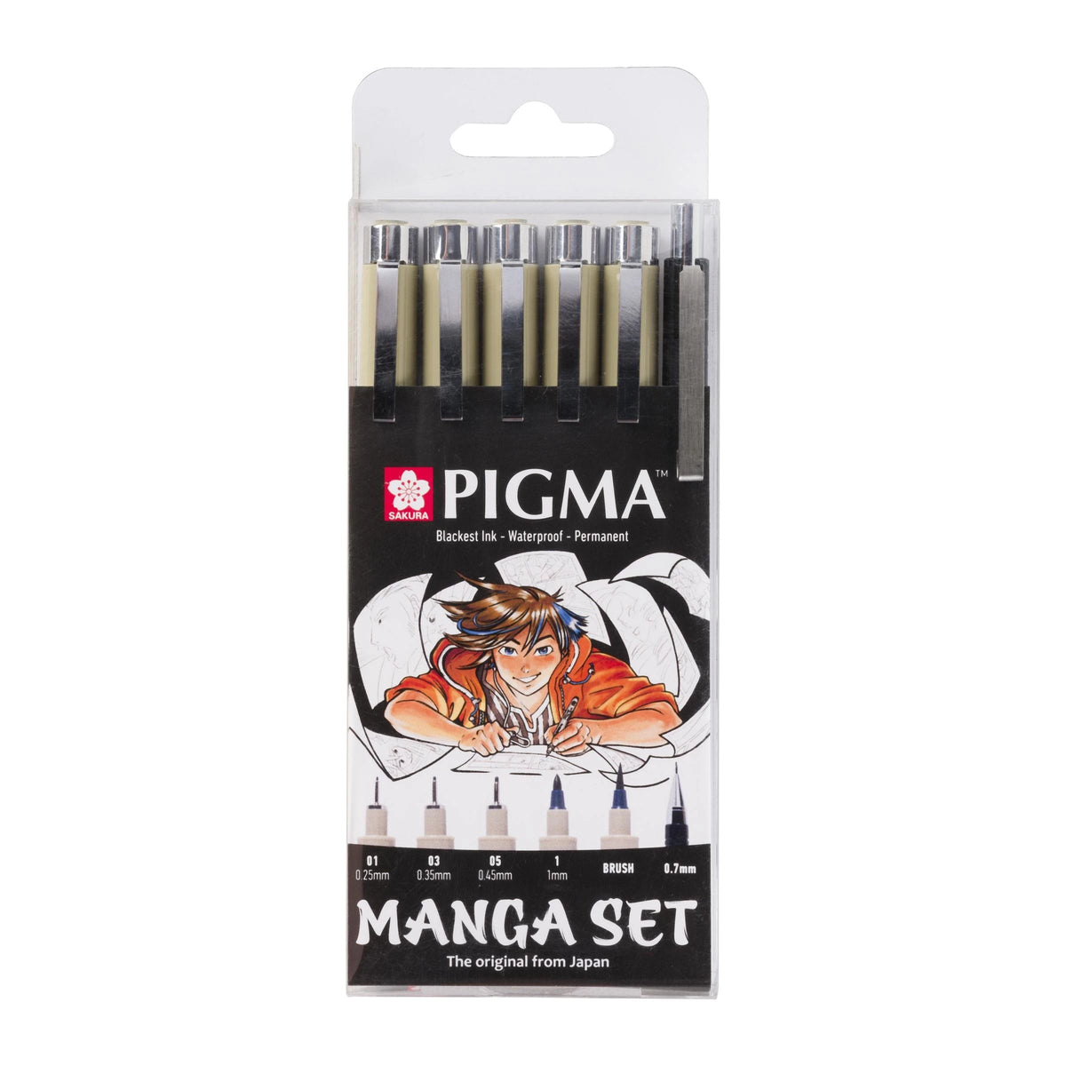 Sakura Pigma Micron Manga fineliners, set van 6 zwart