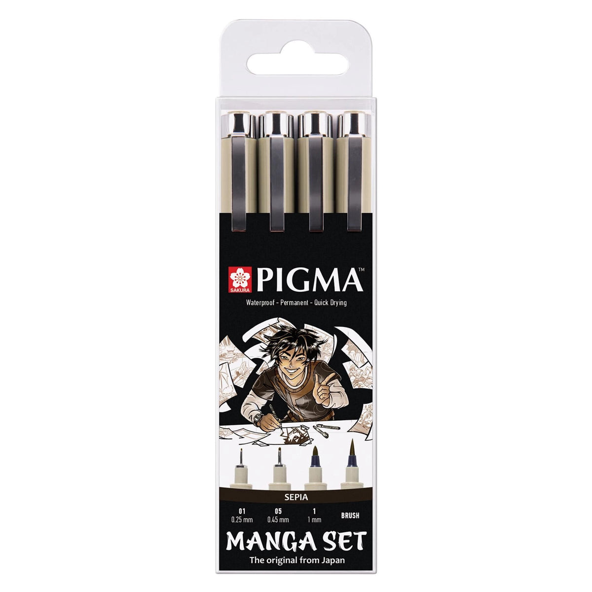 Sakura Pigma Micron Manga fineliners Sepia, set van 4