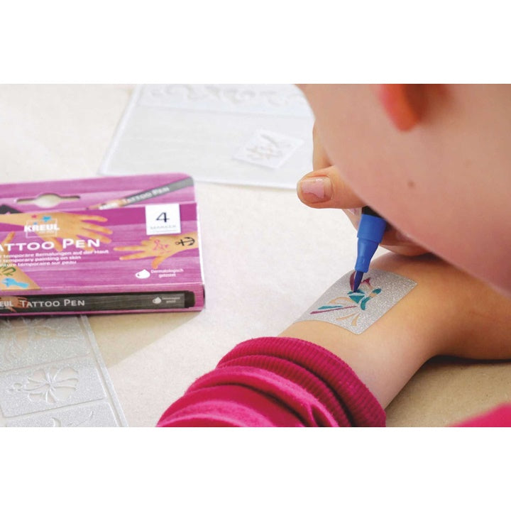 KREUL Tattoo Pen set van 4 met 3 sjablonen – afbeelding 2