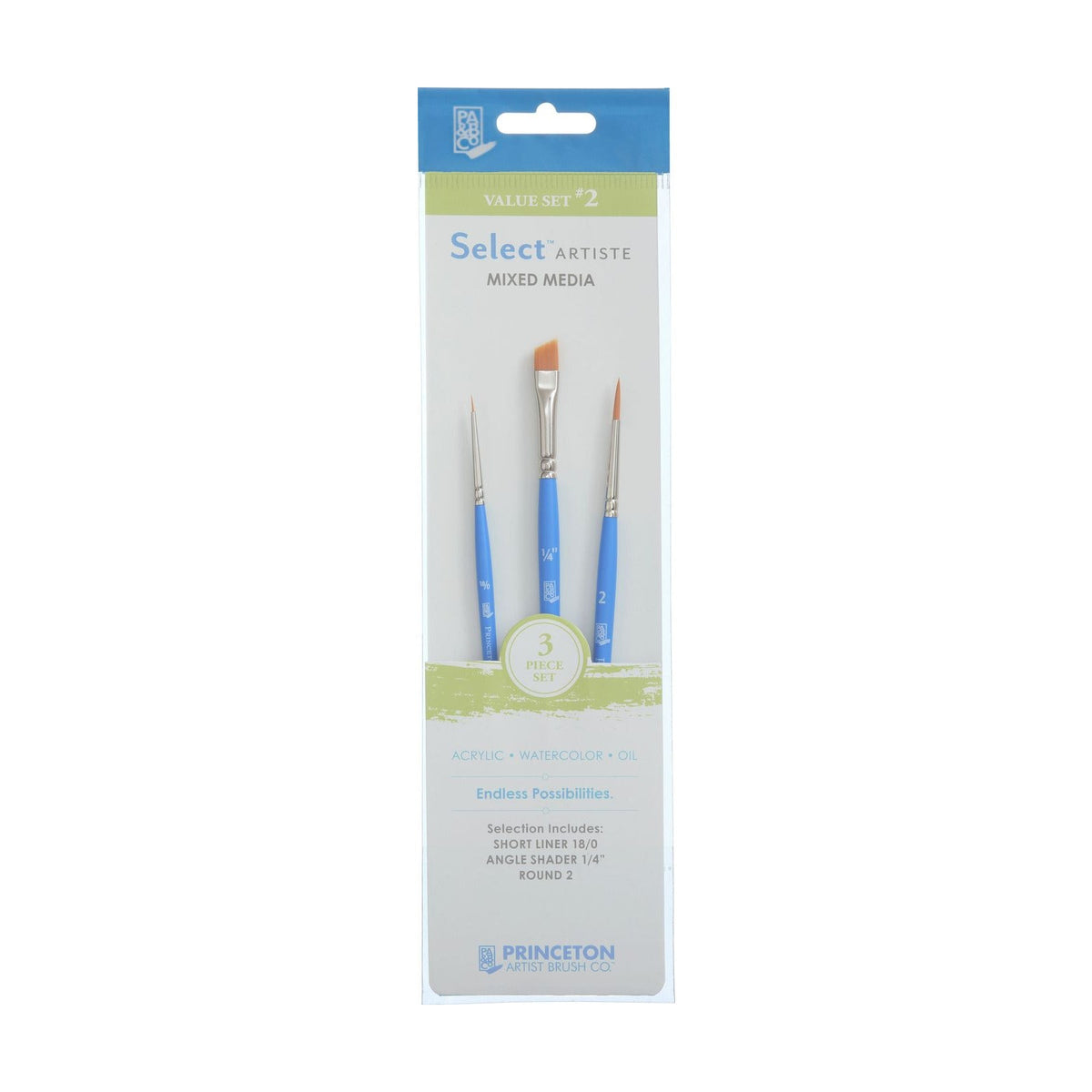 Penselenset Princeton Select – 3 penselen: schuin, rond en liner