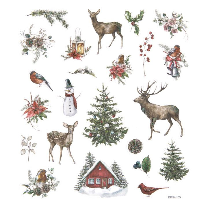 DP Craft kerststickers met glitter, kerst in de natuur – 23 stuks