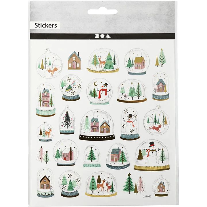 Creativ Company kerststickers sneeuwglobes, 25 stuks