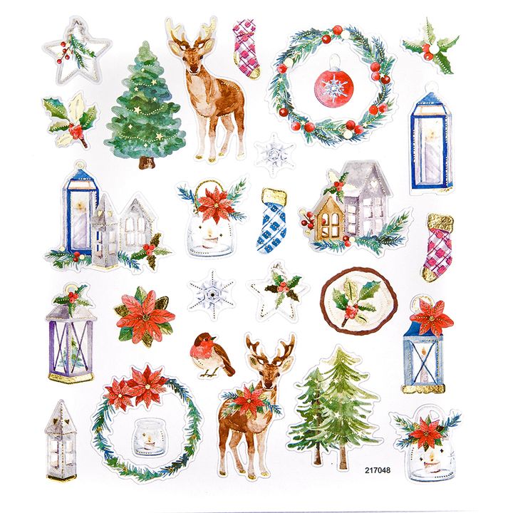 DP Craft kerststickers kersttijd, 28 stuks