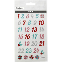 Creativ Company kerststickers adventskalender met glitter, 31 stuks