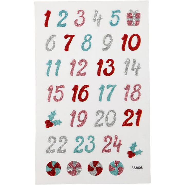 Creativ Company kerststickers adventskalender met glitter, 31 stuks – afbeelding 2