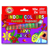 Koh-i-noor afpelbare glasverf voor ramen, 12 × 10 ml