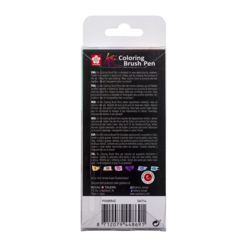 Sakura Koi Coloring Brush Pen Sweets, set van 6 brushpennen
