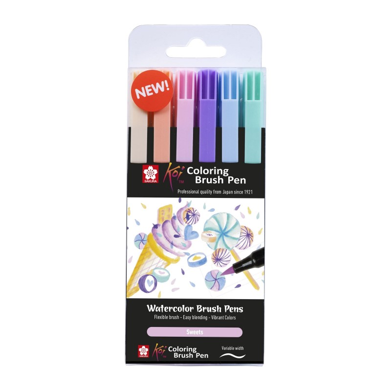Sakura Koi Coloring Brush Pen Sweets, set van 6 brushpennen