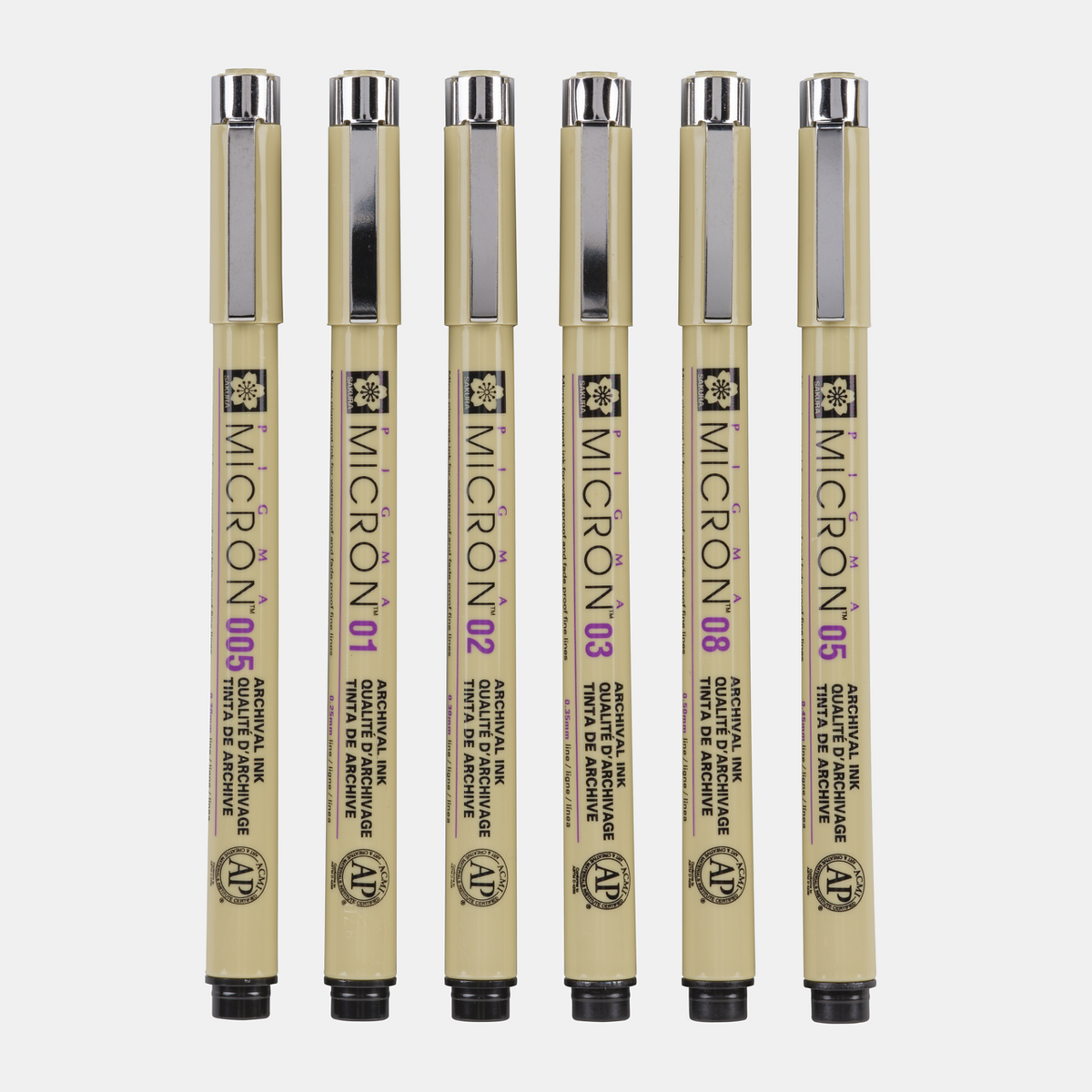 Sakura Pigma Micron 01 fineliners 0,25 mm, set van 6 kleuren