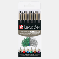Sakura Pigma Micron 01 fineliners 0,25 mm, set van 6 kleuren