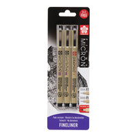 Sakura Pigma Micron en Graphic fineliners, set van 3 zwart