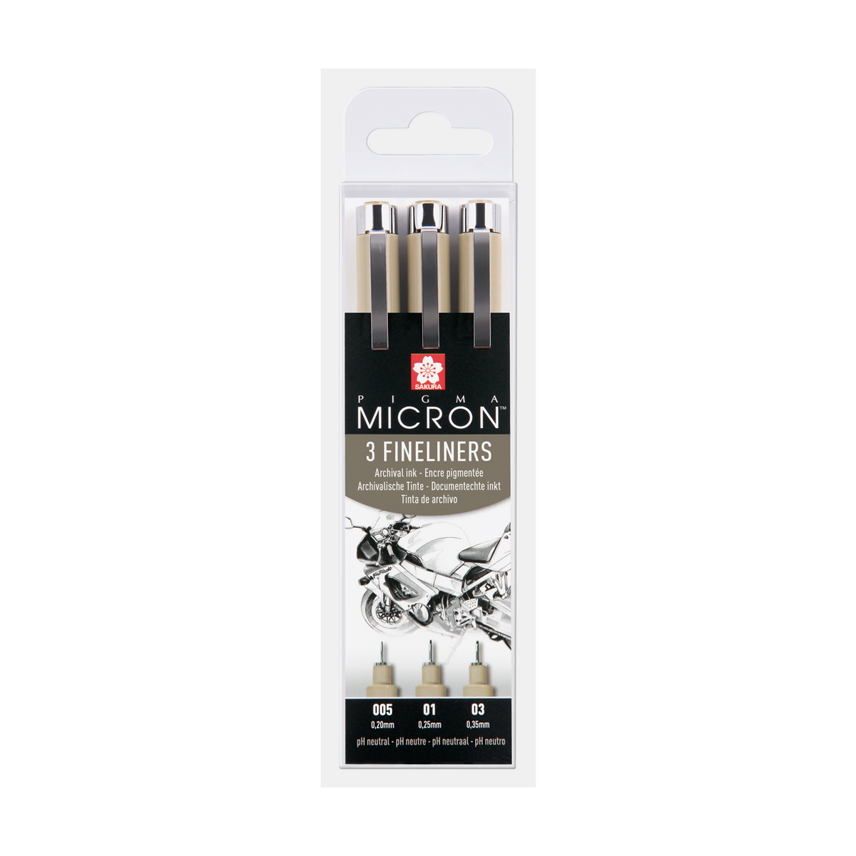 Sakura Pigma Micron Fineliner Design Set - 3 pcs - 0.20 / 0.25 / 0.30 mm Black