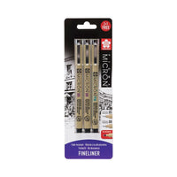 Sakura Pigma Micron fineliners, set van 3 zwart (05, 08, PN)