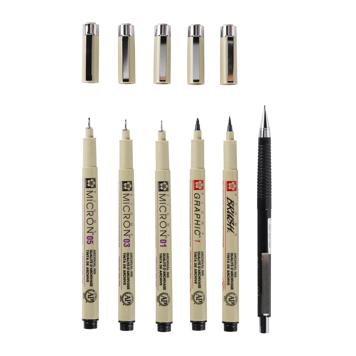Sakura Pigma Micron Manga fineliners, set van 6 zwart