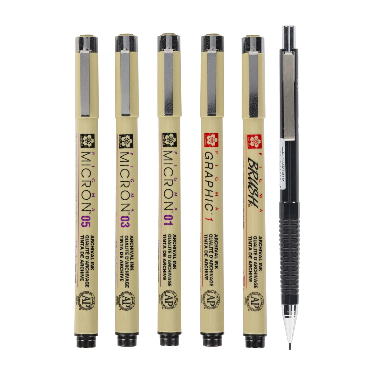 Sakura Pigma Micron Manga fineliners, set van 6 zwart