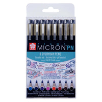 Sakura Pigma Micron PN fineliners, set 8 kleuren – 0,4–0,5 mm