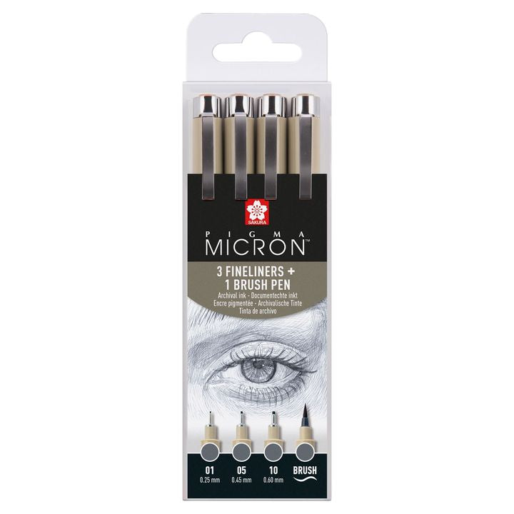 Sakura Pigma Micron Set of 3 Fineliners and Brush Pen, image 1