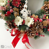 DP Craft zelfklevende houten huisjes wit en goud – 16 stuks
