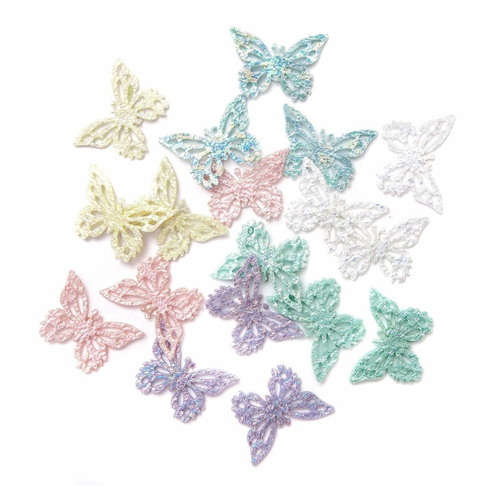 DP Craft zelfklevende vilten vlinders – 18 stuks, opaliserend