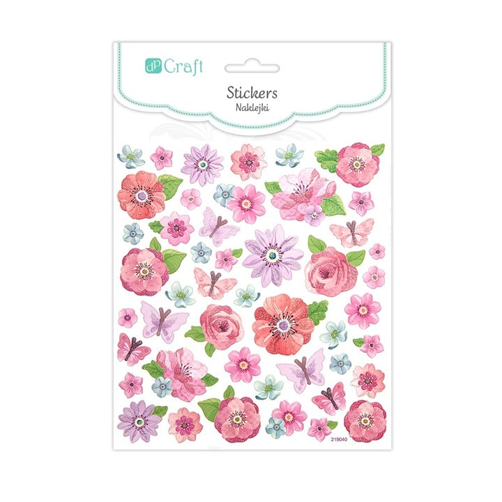 DP Craft papieren stickers bloemen, 46 stuks