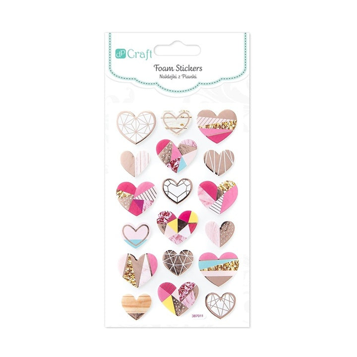 DP Craft foamstickers hartjes, 18 stuks