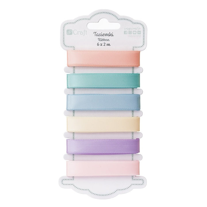 DP Craft satijnlint pastel, set van 6 × 2 m