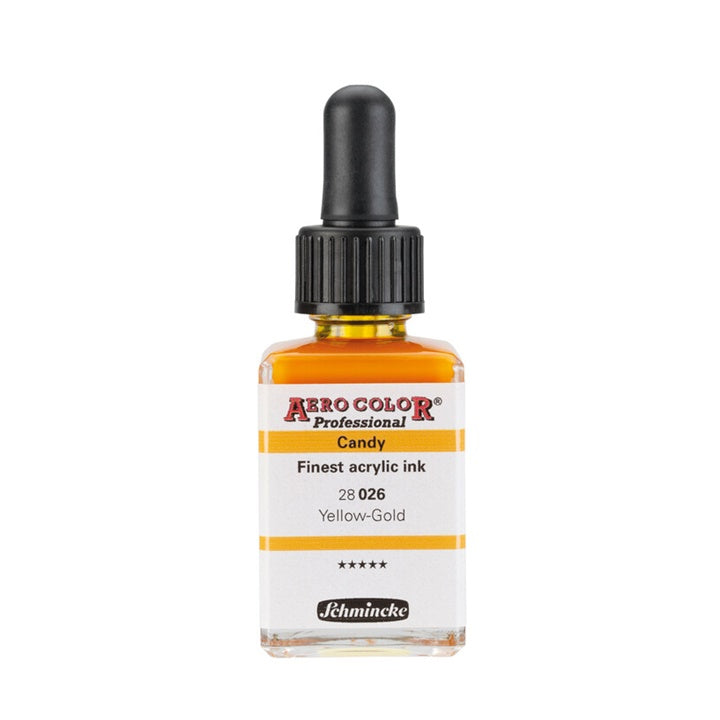 Schmincke AERO COLOR Professional Candy Acrylic Ink 28 ml – 026 Gold Yellow