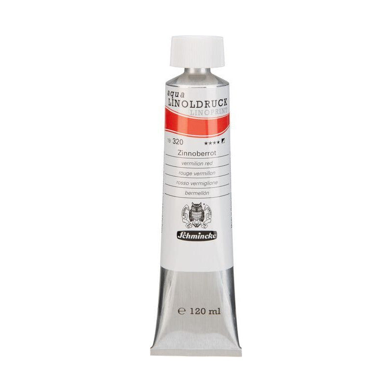 Schmincke aqua-LINOPRINT drukinkt voor linosnede 120 ml – 320 Vermiljoenrood