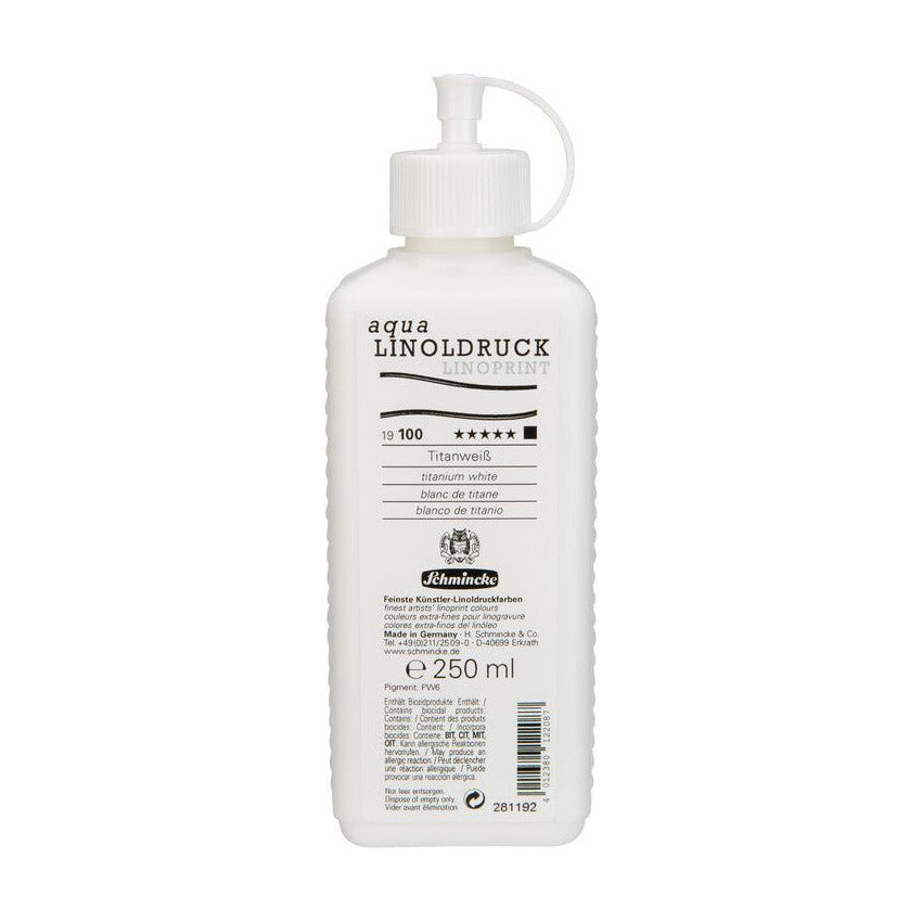 Schmincke aqua-LINOPRINT drukinkt voor linosnede 250 ml – 100 Titaanwit