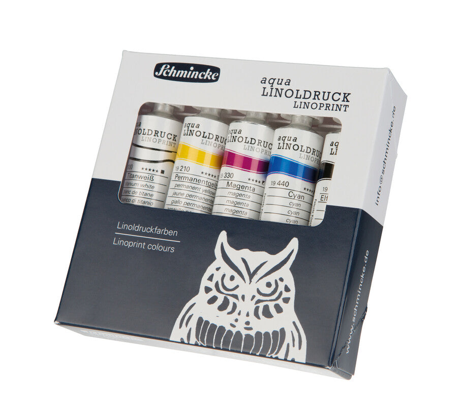 Schmincke aqua-LINOPRINT Linoleum Printing Ink Set - 5 x 20 ml