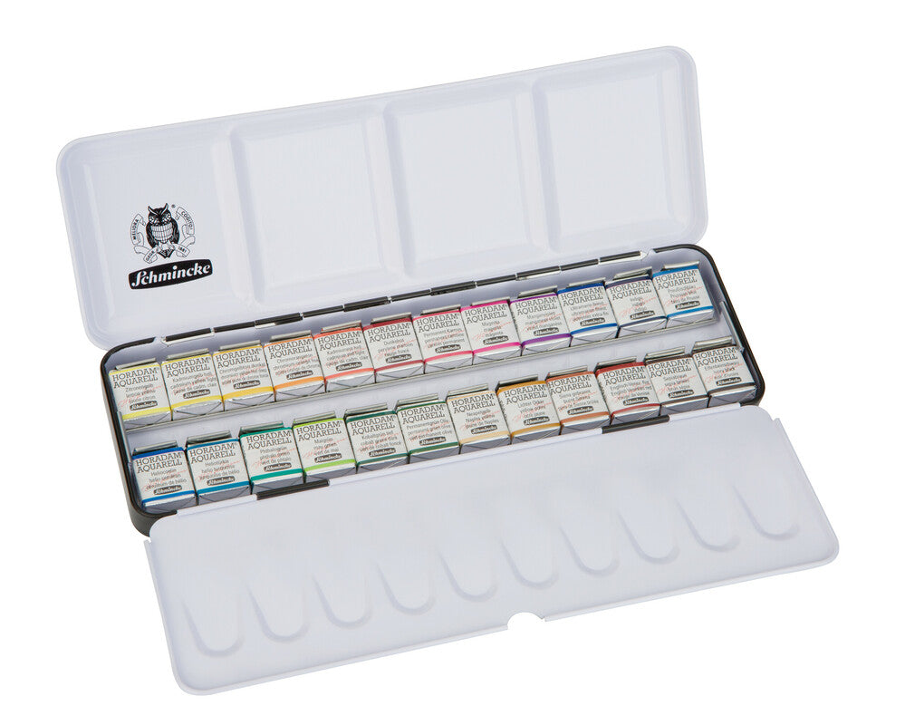Schmincke Horadam aquarelverf 24 halve napjes in metalen etui