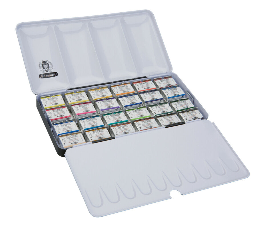 Schmincke Horadam aquarelverf, 24 hele napjes in metalen doos