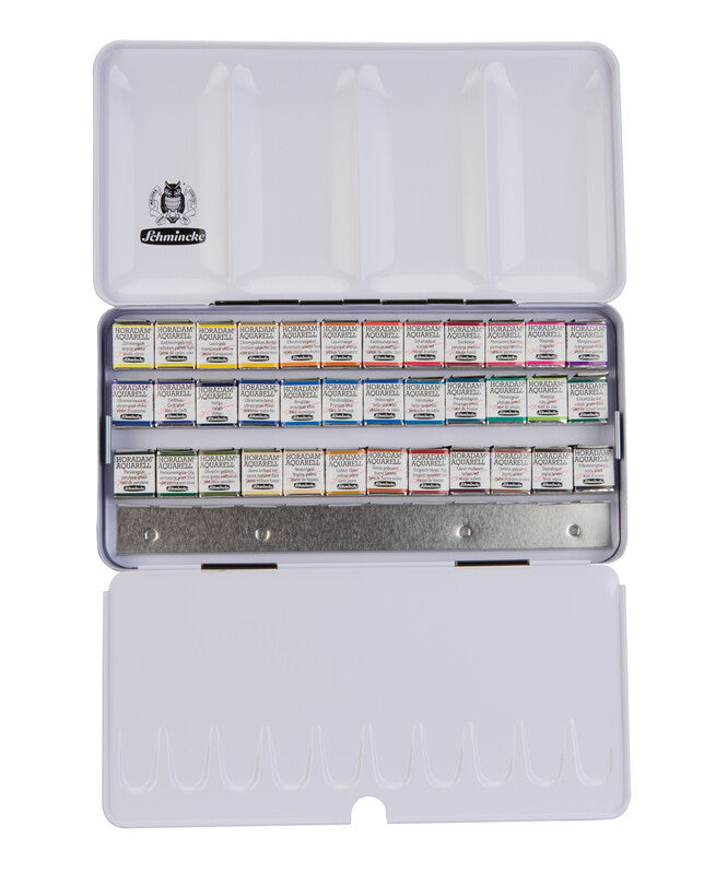 Schmincke Horadam aquarelverf, 36 halve napjes in metalen doos