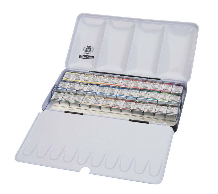 Schmincke Horadam aquarelverf, 36 halve napjes in metalen doos